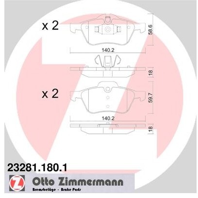 ZIMMERMANN Zestaw klocków hamulcowych, hamulce tarczowe 23281.180.1