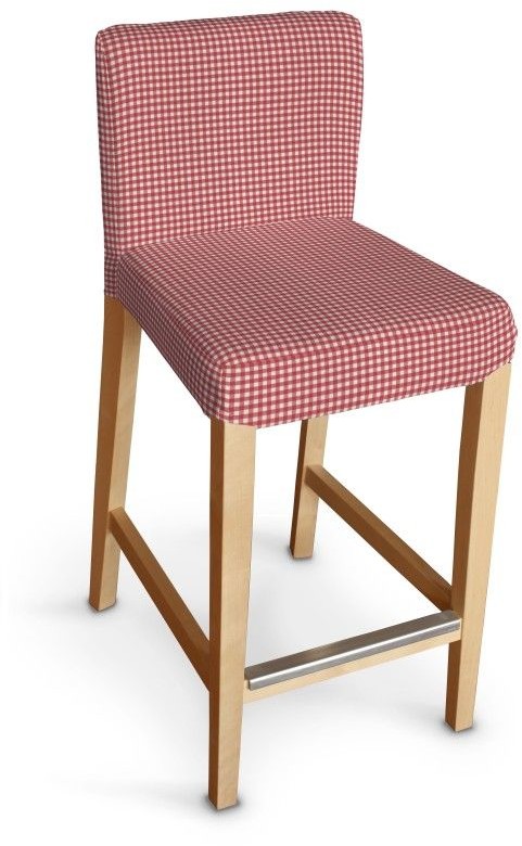 Dekoria Sukienka na krzesło barowe Henriksdal krótka szaro biała krata 5,5x5,5cm) krzesło barowe Henriksdal Quadro 599-136-13