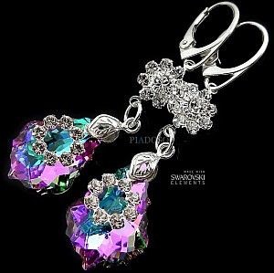 Swarovski Nowe Unikatowe Kolczyki Vitrail Orchidea