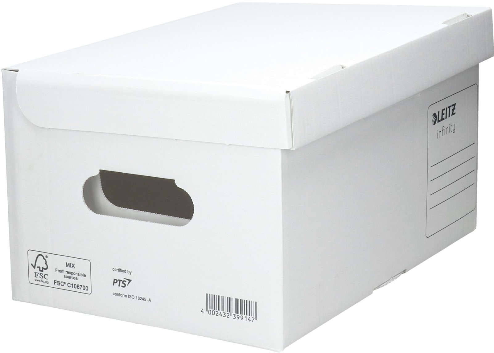 Leitz Pudło archiwizacyjne 355x190x255 białe otwierana góra Infinity
