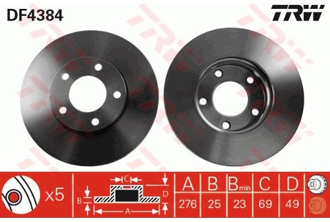 TRW Tarcza hamulcowa DF4384