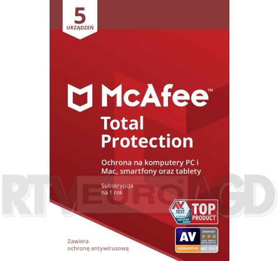 McAfee Total Protection 5 urządzeń 1 rok Dostęp po opłaceniu zakupu |