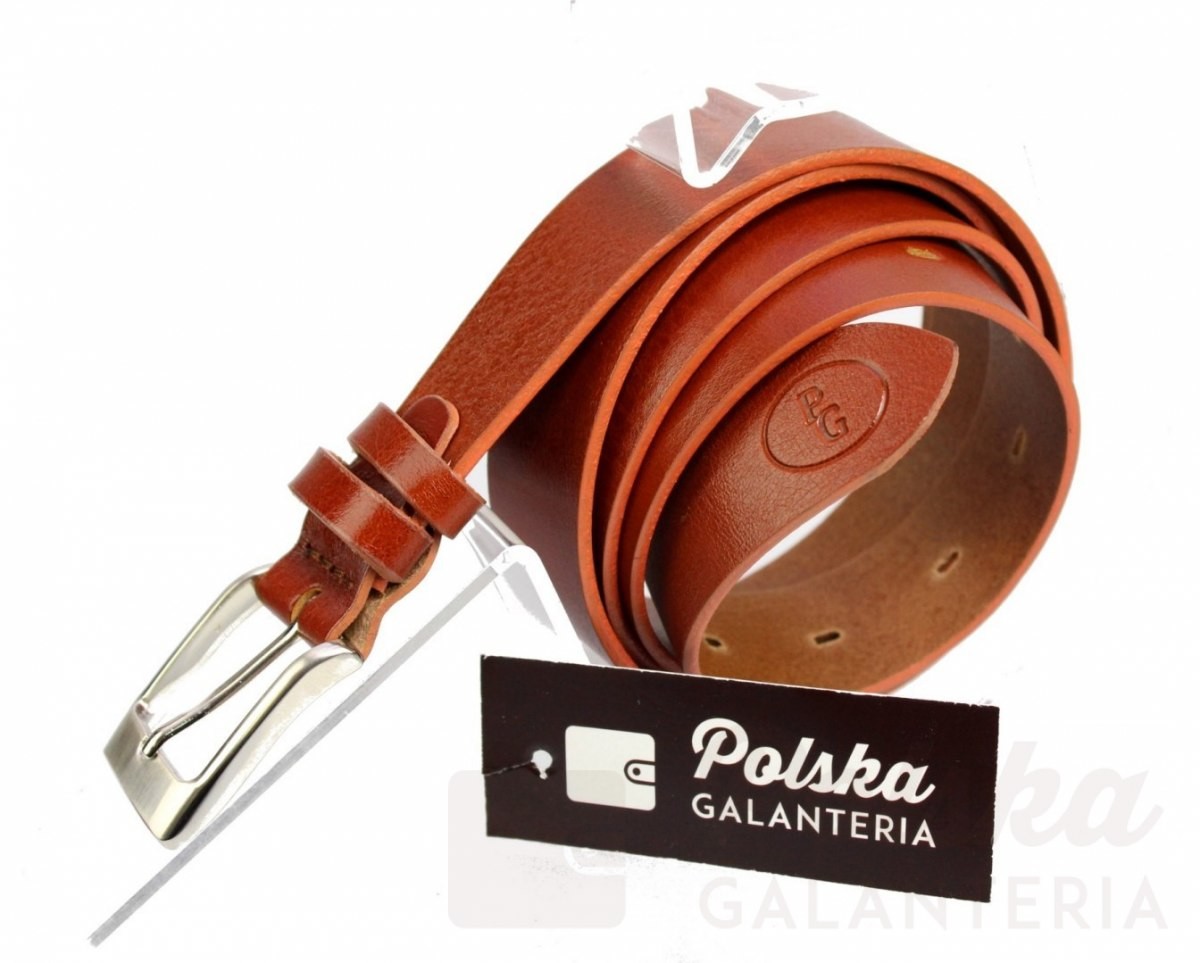 PolskaGalanteria.pl Pasek Skórzany POLSKA GALANTERIA (PL) TOFFI Z TEKSTURĄ Skóra Licowa EXTRA 30 mm 030/11