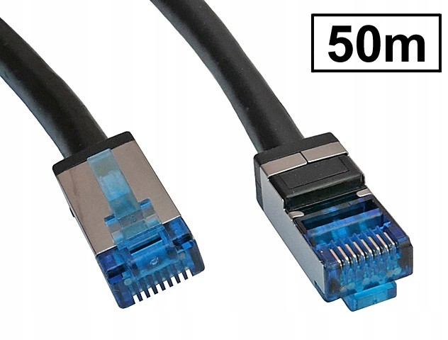Patchcord kat.6A ekran S/ftp Outdoor czarny 50m