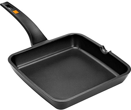 BRA Efficient patelnia do grillowania gładkie, wykonana z odlewu aluminiowego, z powłoką nieprzywierającą Teflon Platinum Plus, czarny, 22 cm A271322