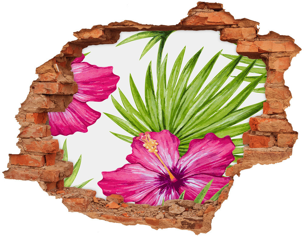Wallmuralia.pl Okleina 3D dziura na ścianę Hawajskie kwiaty