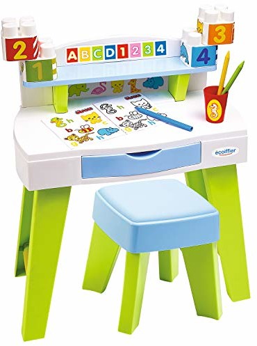 Ecoiffier Ecoiffier 7851 Maxi składane biurko z klockami edukacyjnymi, kolorowe 7851