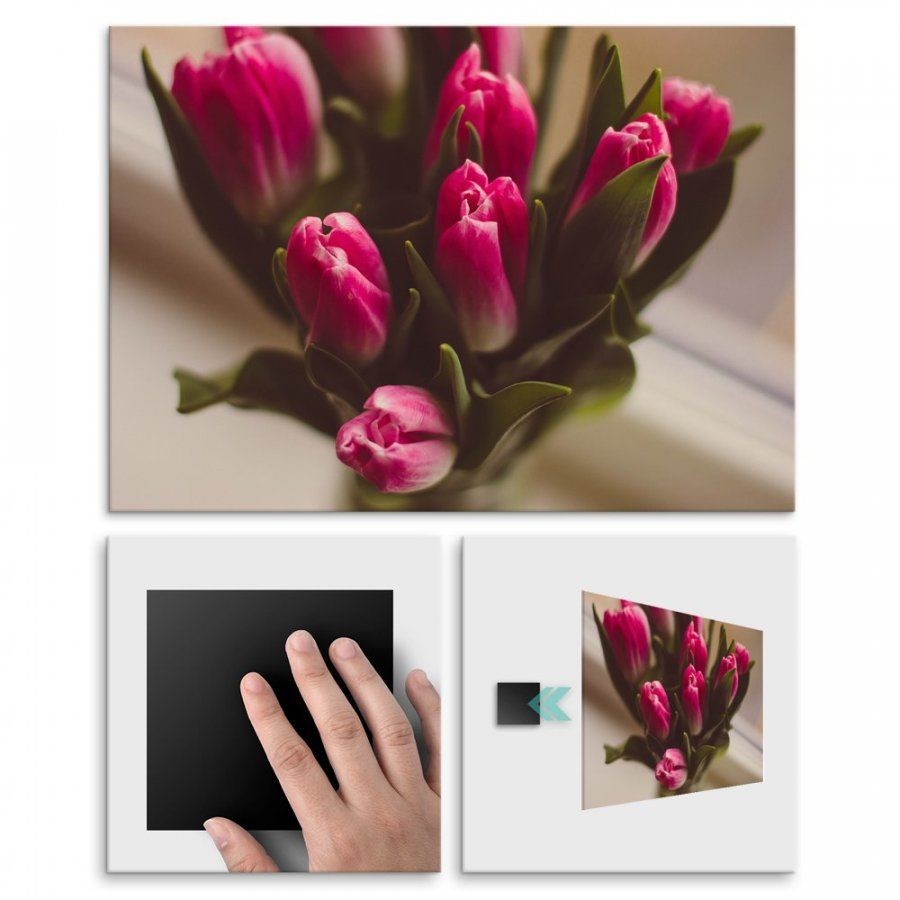 Pix4home Plakat metalowy różowe tulipany L POS-L-01470