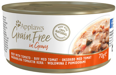 Applaws Cat Tin Grain Free Beef with Tomato in Gravy 12x(6x70g) mokra karma dla kota Wołowina z pomidorami w sosie