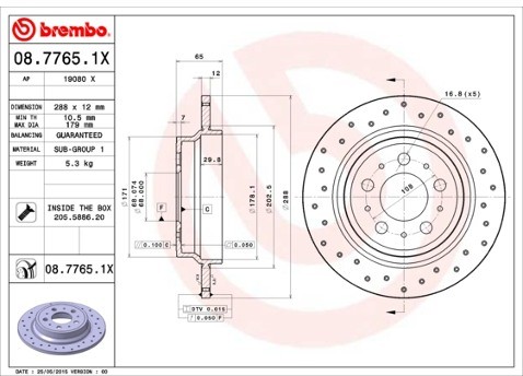 BREMBO Tarcza hamulcowa 08.7765.1X