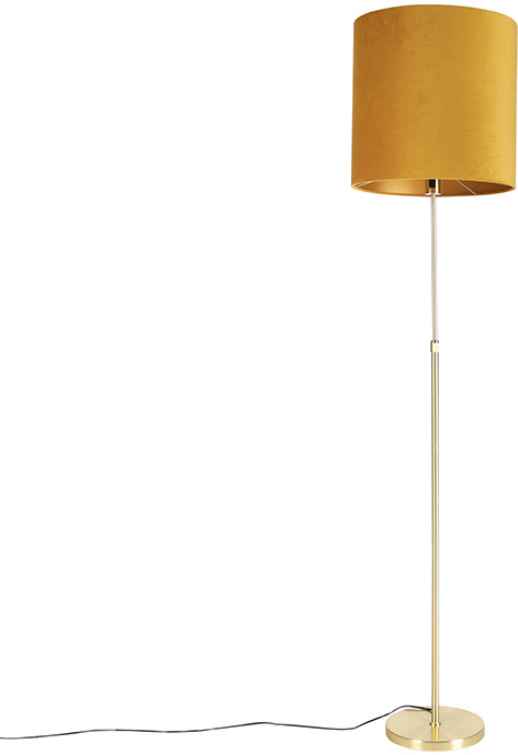 QAZQA Złota lampa podłogowa z welurowym odcieniem ochry ze złotem 40 cm - Parte 98549