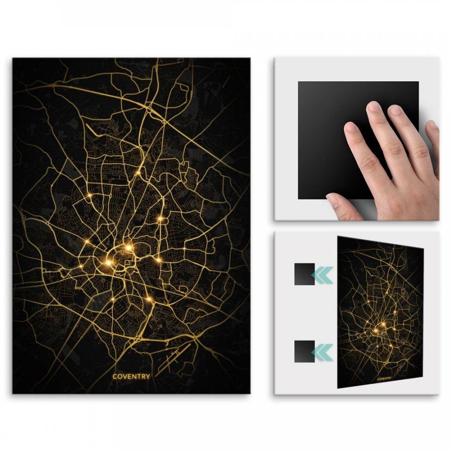 Pix4home Plakat metalowy Mapa City Lights Coventry M POS-M-04083