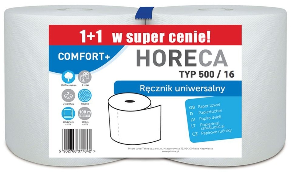 Ręczniki Papierowe Horeca Białe Celuloza 100m 2szt