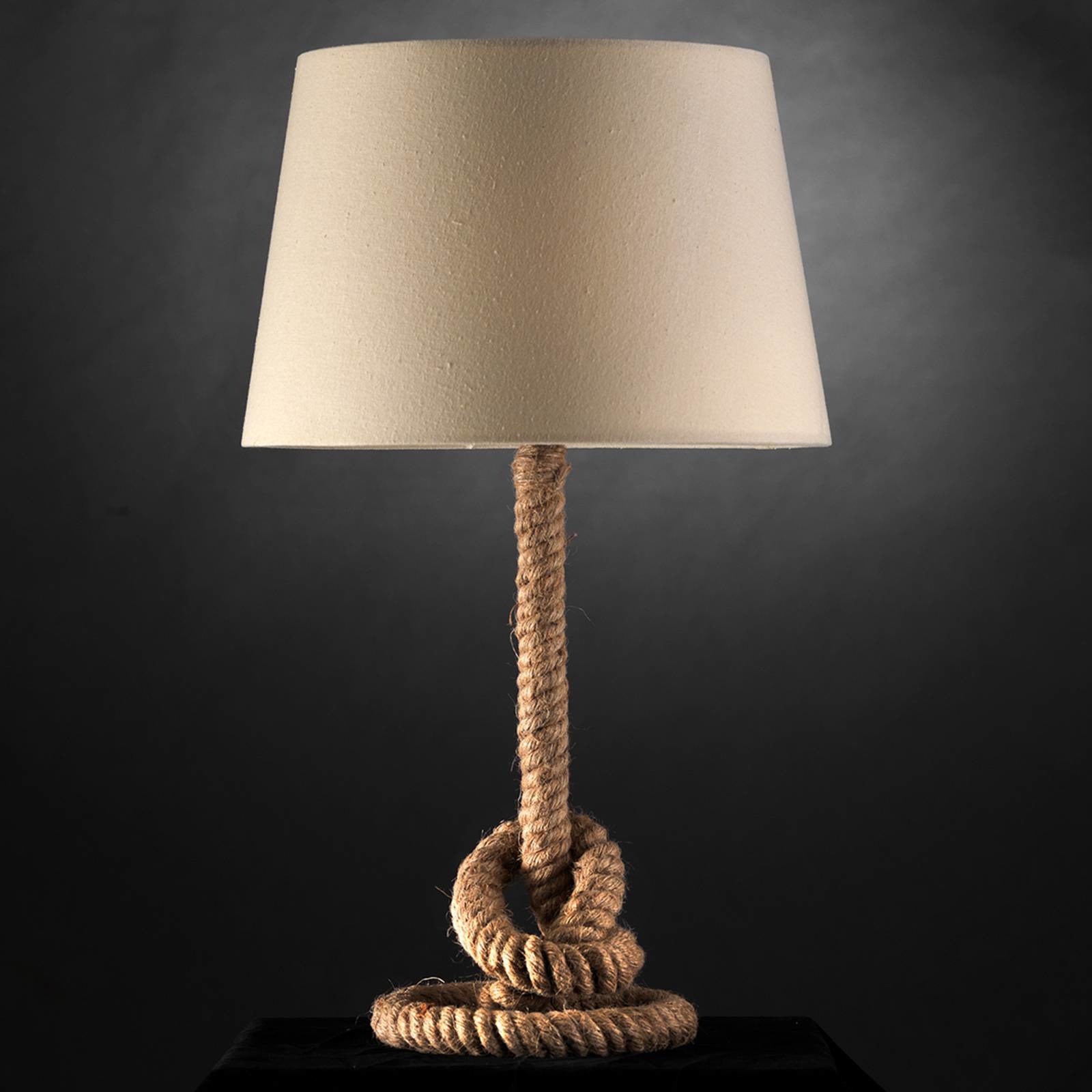 EULUNA Lampa stołowa Corda dekor z liny i klosz z tkaniny