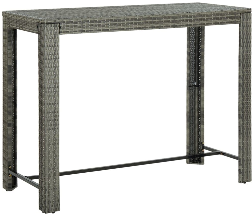 vidaXL Ogrodowy stolik barowy, szary, 140,5x60,5x110,5 cm, rattan PE