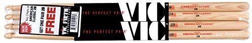 Vic Firth P2B3-2B1 American Classic Series Pałeczki do perkusji 2B amerykańska Hickory drewniana końcówka 4 x para ekonomiczne opakowanie P2B3-2B1