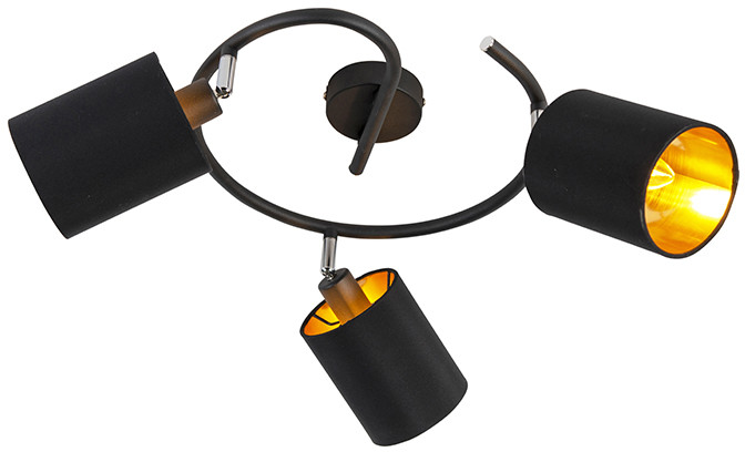 QAZQA Nowoczesny plafon czarny 3 - Lofty