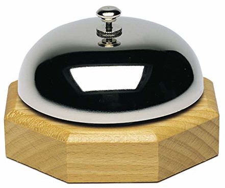 Westmark Westmark Dzwonek stołowy/dzwonek do recepcji,  9,1 cm, czysty dźwięk, drewno/stal (chromowany na wysoki połysk), srebrny/jasnobrązowy, 63202230 63202230