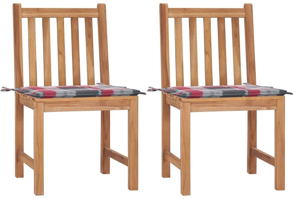 vidaXL Krzesła ogrodowe z poduszkami, 2 szt., lite drewno tekowe! 3062929