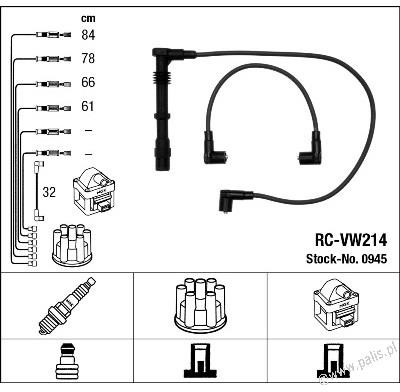 NGK Przewody zapłonowe 0945 RC-VW214