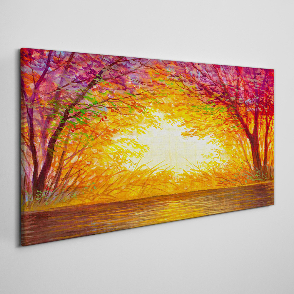 PL Coloray Obraz Canvas woda jesień zachód słońca 120x60cm
