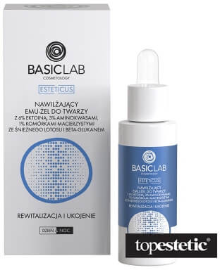 BasicLab BasicLab Rewitalizacja I Ukojenie Nawilżający EMU - ŻEL do twarzy z 6% ektoiną i komórkami macierzystymi lotosu 30 ml