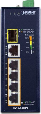 Planet SWITCH PRZEMYSŁOWY IGS-614HPT 4X 1GB BASE-T POE 1X 1GB SFP NIEZARZĄDZALNY