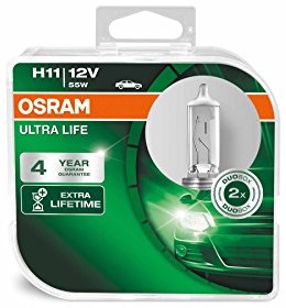 Osram NIGHT BREAKER UNLIMITED H11, reflektor halogenowy 64211NBU, 12 V, Ultra Life, twarda osłona podwójne opakowanie 64211ULT-HCB
