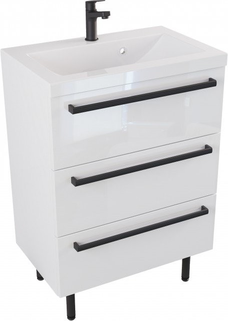 Furni Szafka Umywalkowa Stojąca w stylu Loft ATHOS 60 cm - Uchwyt Czarny Mat ATH UM ST 60 UC
