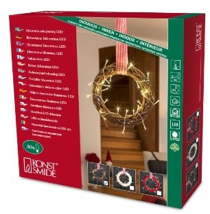 Konstsmide 6217 100 LED drewniane Silhouette/z czerwonymi/białymi pasek z materiału/H/B: 32 cm/głęb.: 6/50 cm/30 ciepło białych diod/24 V wewnętrzny transformator 6218-100