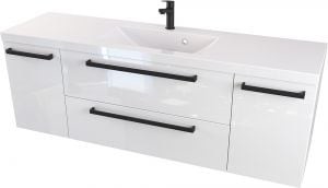 Furni Szafka z Umywalką ATHOS 140 cm D - Uchwyt Czarny Mat ATH UM 140 D UC