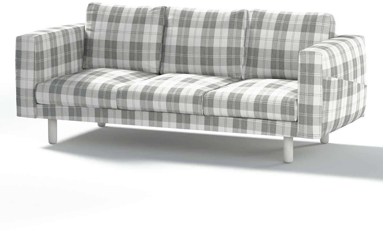 Dekoria pl pl Pokrowiec na sofę Norsborg 3-osobową krata szaro-biała 213 x 88 x 85 cm Edinburgh 1022-115-79