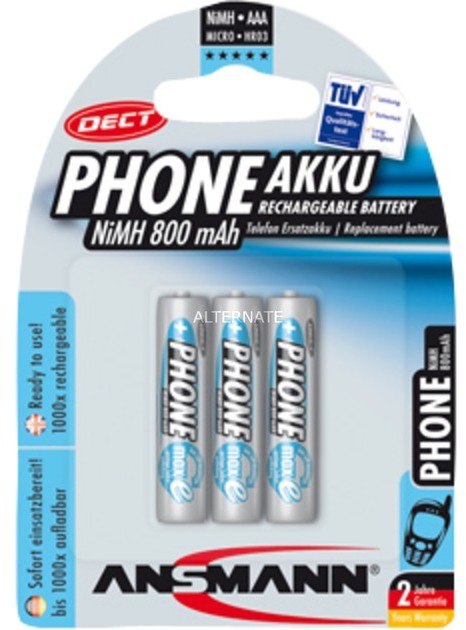 Ansmann 800 mAh DECT AAA Niklowo-metalowo-wodorkowa (NiMH), Akumulator 4013674030149