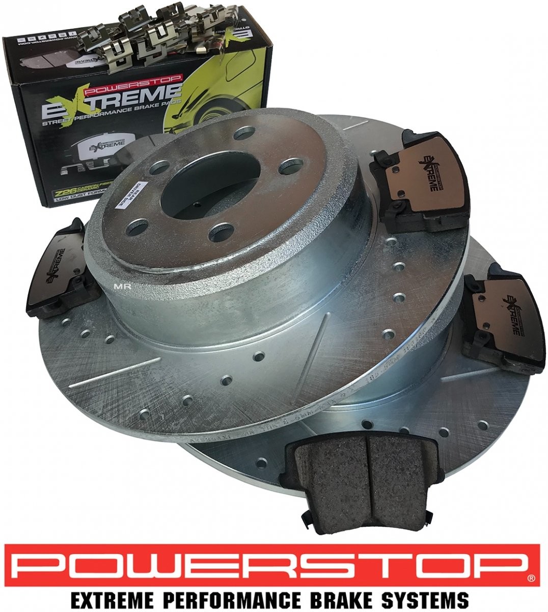 POWERSTOP Tylne klocki Z26 + WIERCONE NACINANE NIE wentylowane tarcze hamulcowe POWERSTOP Dodge Charger AR8361+Z26-1057