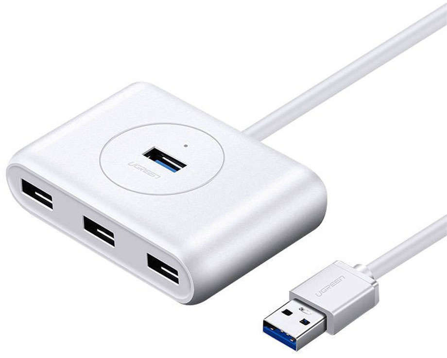 uGreen Hub USB 3.0 UGREEN CR113 4w1 0.5m biały) 11539