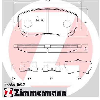 ZIMMERMANN Zestaw klocków hamulcowych, hamulce tarczowe 25564.160.2