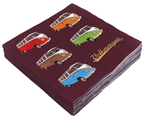VW Collection by BRISA Brisa busv03 serwetki do rąk z motywem VW Combi, różnokolorowe (Colored Samba) BUSV03