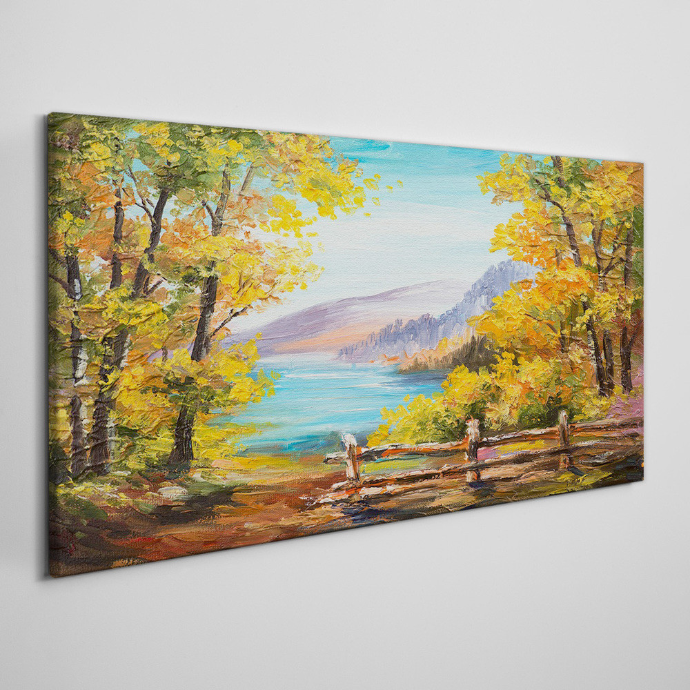 PL Coloray Obraz na Płótnie las Morze Krajobraz 140x70cm