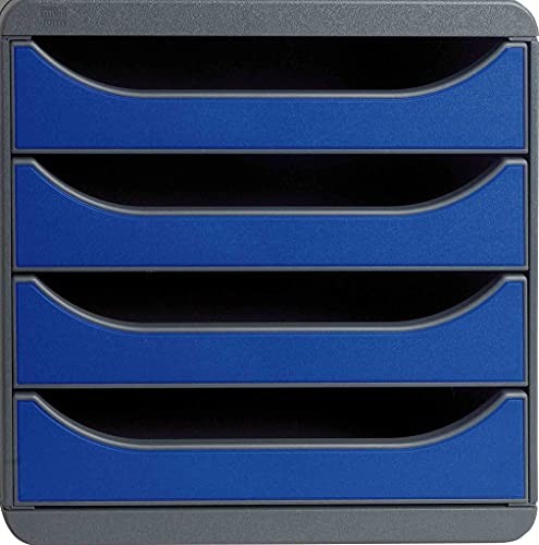 Exacompta Exacompta 310703D organizer Premium Big Box Iderama 4 szuflady o dużej pojemności pojemnik na dokumenty A4+ dla większej ilości miejsca na biurku szafka czarna|błękitna 310703D