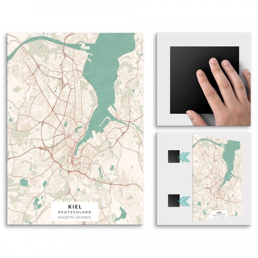 Pix4home Plakat metalowy Mapa Vintage Kiel L POS-L-03183