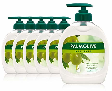 Palmolive Mydło Naturals mleko i oliwa 6 x 300 ml, do wszystkich rodzajów skóry, mydła do rąk, mydła w płynie IT03244A