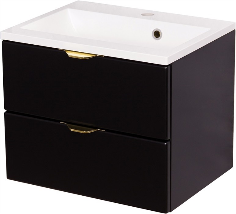 Czarna szafka łazienkowa z umywalką 50 cm Victa VIC-C-U50/39/2 + KIDDY-50