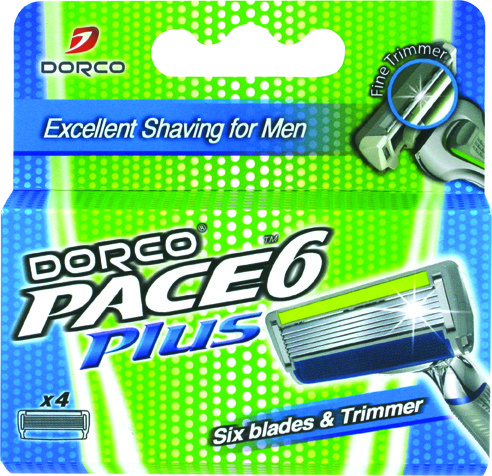 Dorco Pace 6 Plus Wkłady do maszynki systemowej męskiej z trymerem 6 ostrzy 4 sztuki Dorco Pace