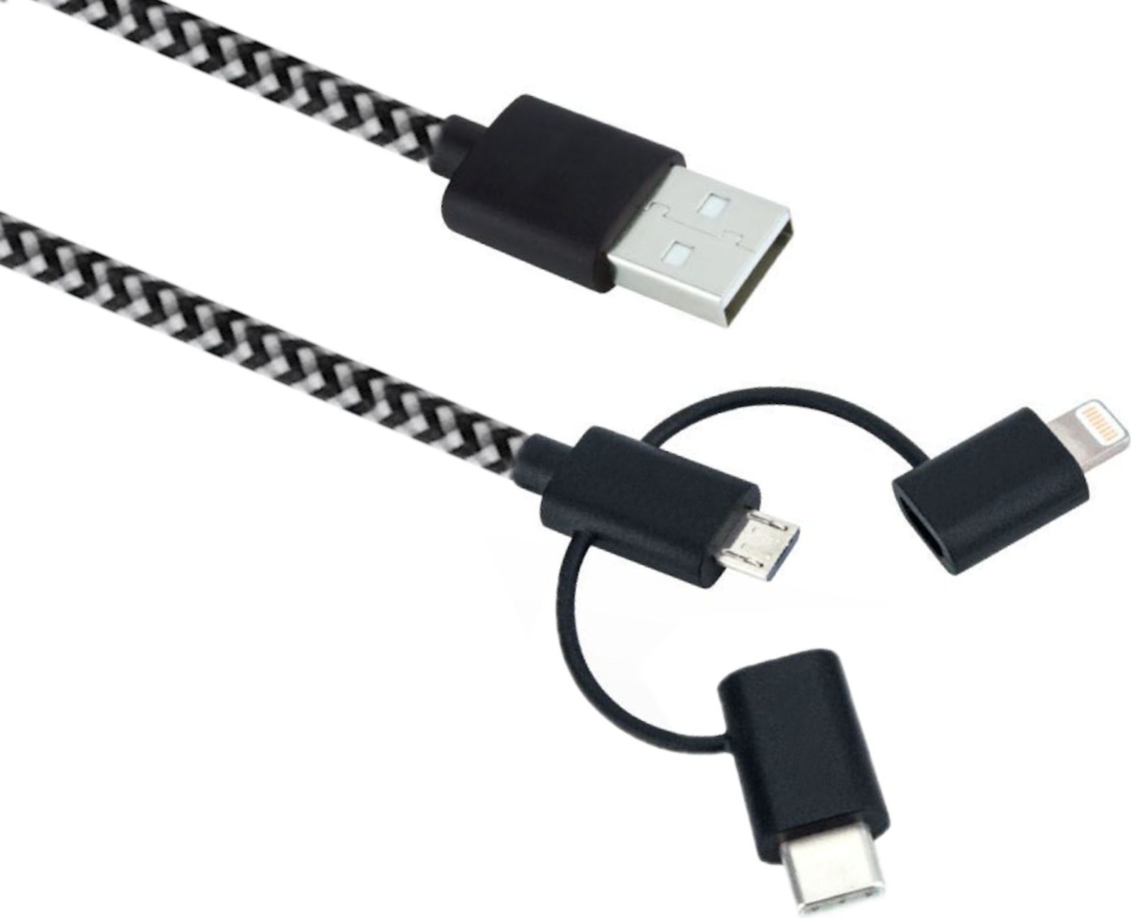 Sandberg Kabel USB USB A > Lightning + MicroUSB + USB-C Czarny 1m 441-01 441-01