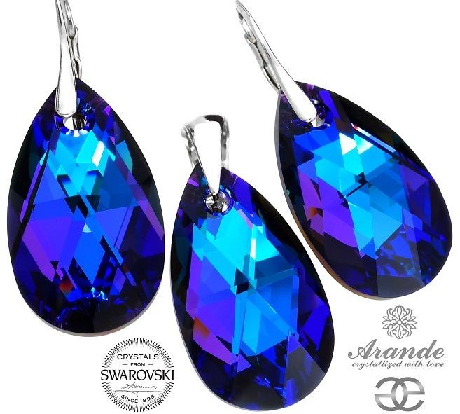 Arande NAJNOWSZE SWAROVSKI przepiękne duże kolczyki+wisiorek HELIO 28MM SREBRO 700300