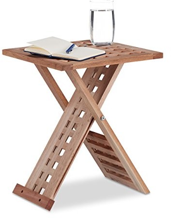 Relaxdays stolik pomocniczy, stół, stół składany orzech włoski, stolik kawowy mały, składany stolik nocny prostokątny HBT: 40,5 x 33 x 33 cm, naturalny 10021328