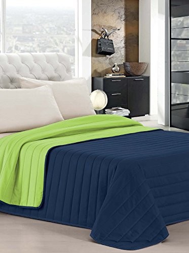 Elegant Italian Bed Linen koc dzienny lato, zielony, niebieski, 170 x 270 cm TR19_Verde Mela/Blu S-Singolo 170x270
