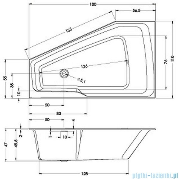 Riho Rethink Space 180x110cm wanna asymetryczna + syfon + nóżki prawa BR17005/09