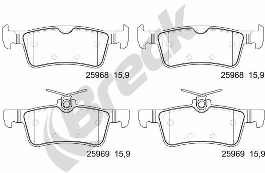 BRECK Zestaw klocków hamulcowych, hamulce tarczowe 25968 00 704 00 25968 00 704 00