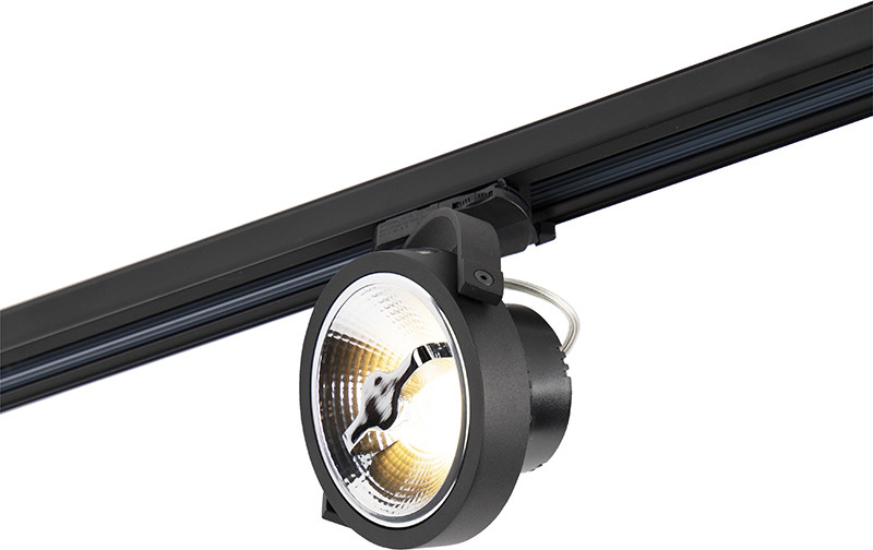 QAZQA LED 3-fazowy reflektor szynowy czarny 15W 2700K z AR111- Expert